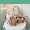 Trendy Woven Straw Bucket Bag With Bow Fashionable Casual Handbag For Women 2023