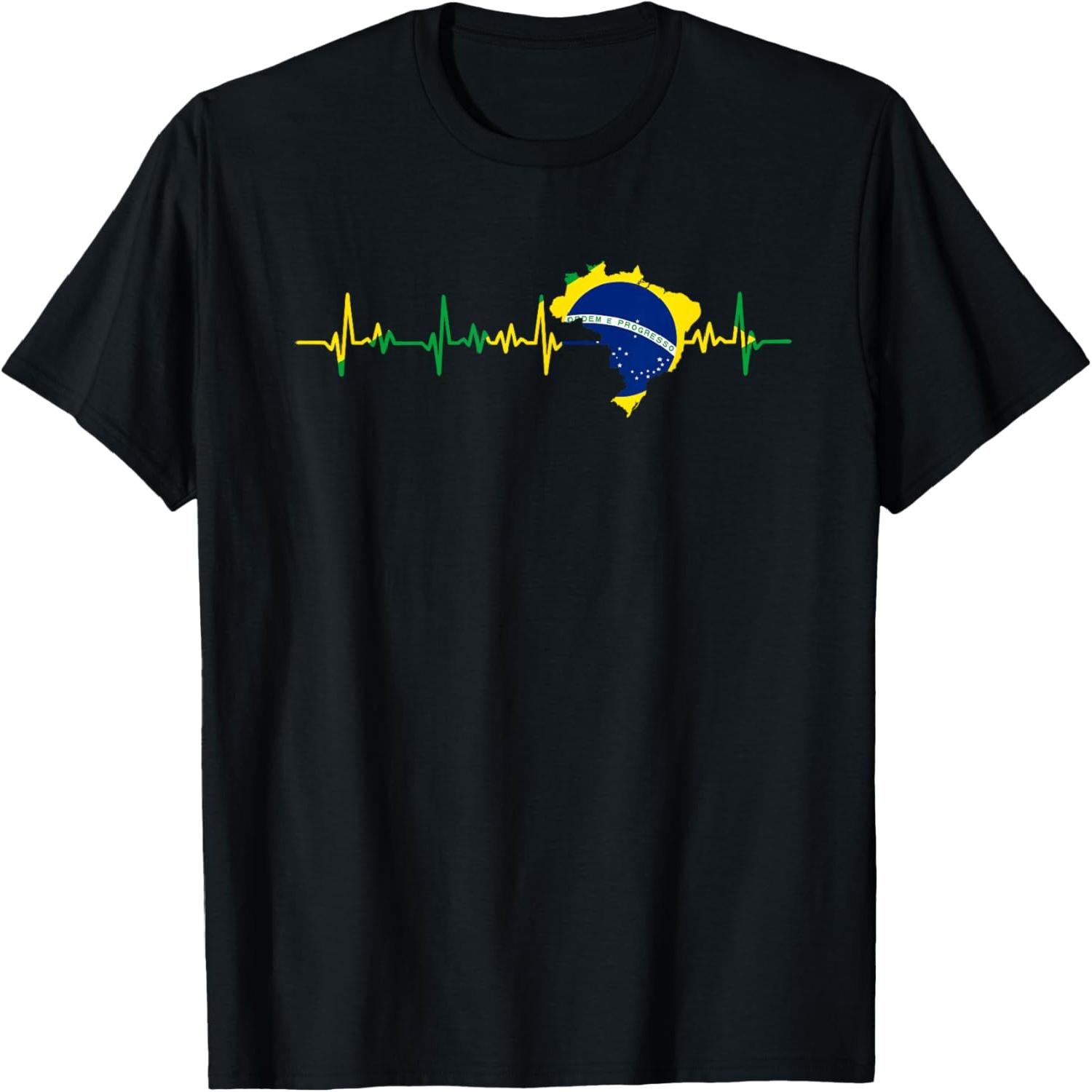 

Brazil Flag Gift Heartbeat T-Shirt S разноцветный
