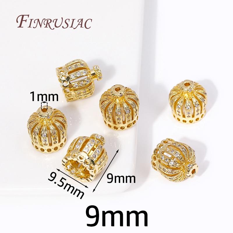 9/11/13MM 18K Gold Plated Brass with Zircon Crown Beads Caps Tassel Caps For DIY Earrings Charms Jewelry Making Components