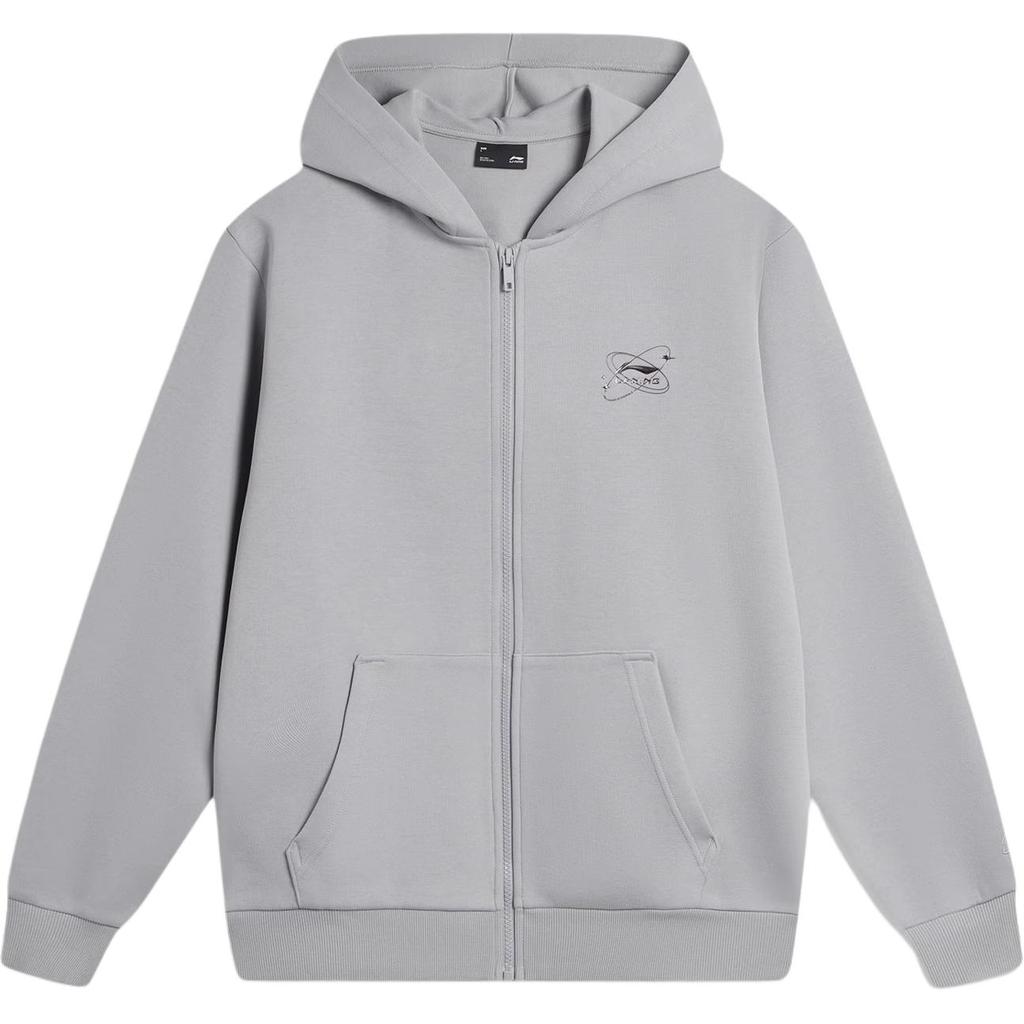 Li-Ning Düz Renk Çok Yönlü Temel Bol Rahat Kapüşonlu Sweatshirt Erkek kapüşonlular Açık Gri AWDU027-4