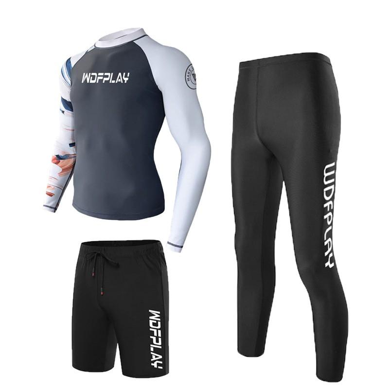 Mens UV Protection Rash Guard Set Quick-Dry Dive Suit Surfing Snorkeling Swimming Water Sports