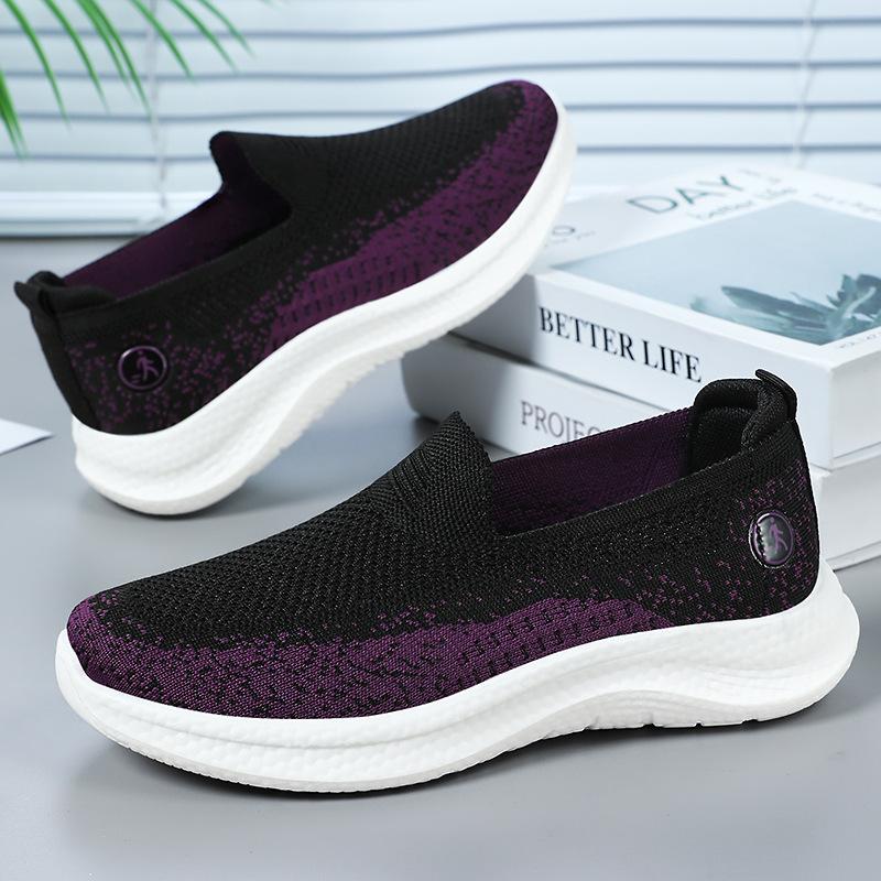 Women's shoes soft soles are not tired of feet, summer new comfortable and breathable one-pedal mother shoes flying woven shoes children versatile