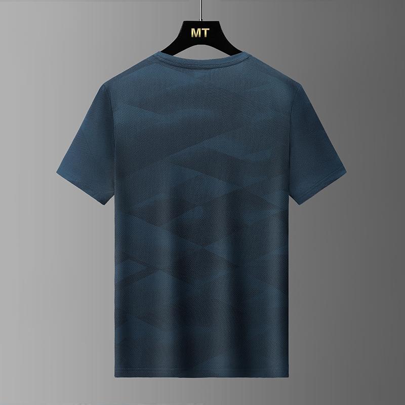 Half-sleeved Men's Fashionable Round Neck Ice Silk T-shirt Sports Casual Tops Men's Light And Breathable Fitness Large Size Short-sleeved