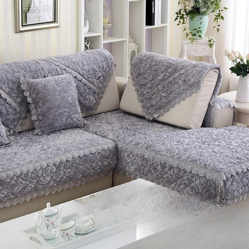 Flannel Sofa Cushion Fabric Fashion Winter Plush Sofa Cushion Sofa Towel Cover Simple Modern
