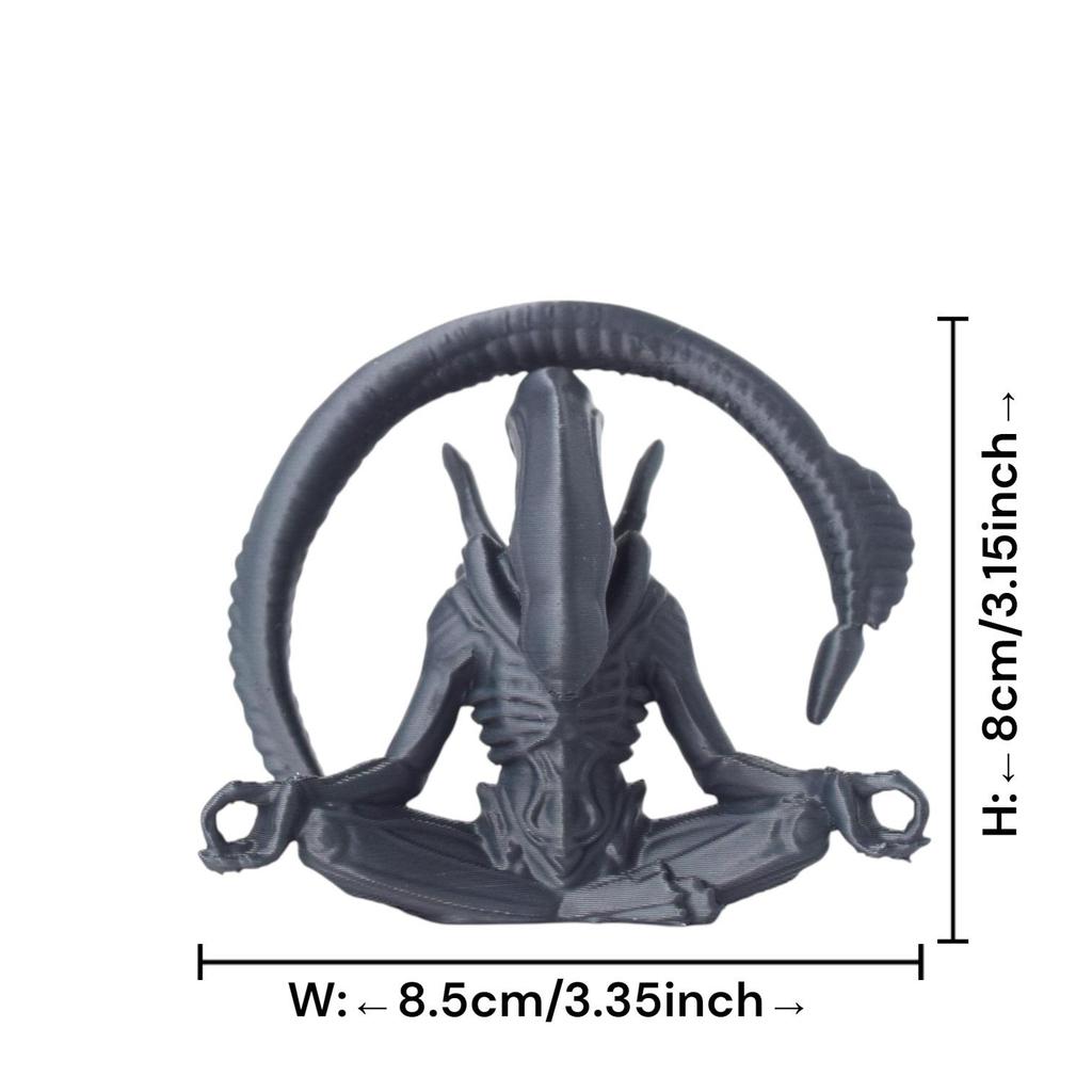 3D Printed Gray Meditation Alien Doll Pendant