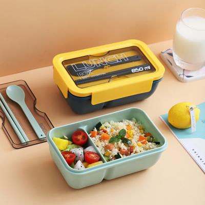 Fiambrera a prueba de fugas, duradera, apta para microondas, para comidas, frutas y refrigerios, ideal para picnics, estudiantes, con cubiertos, portátil.