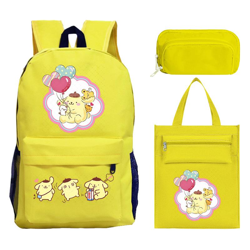 Pudding Dog Cartoon Children'S Schoolbag Three-Piece Set For Primary And Secondary School Students Versatile Backpack Tutoring Bag Pencil Case