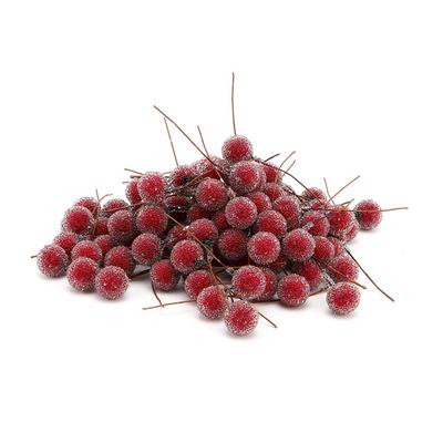 100pcs Fleur de Baie Artificielle Mini Fruit Givré Baies de Houx Décoration Maison Mariage Fête