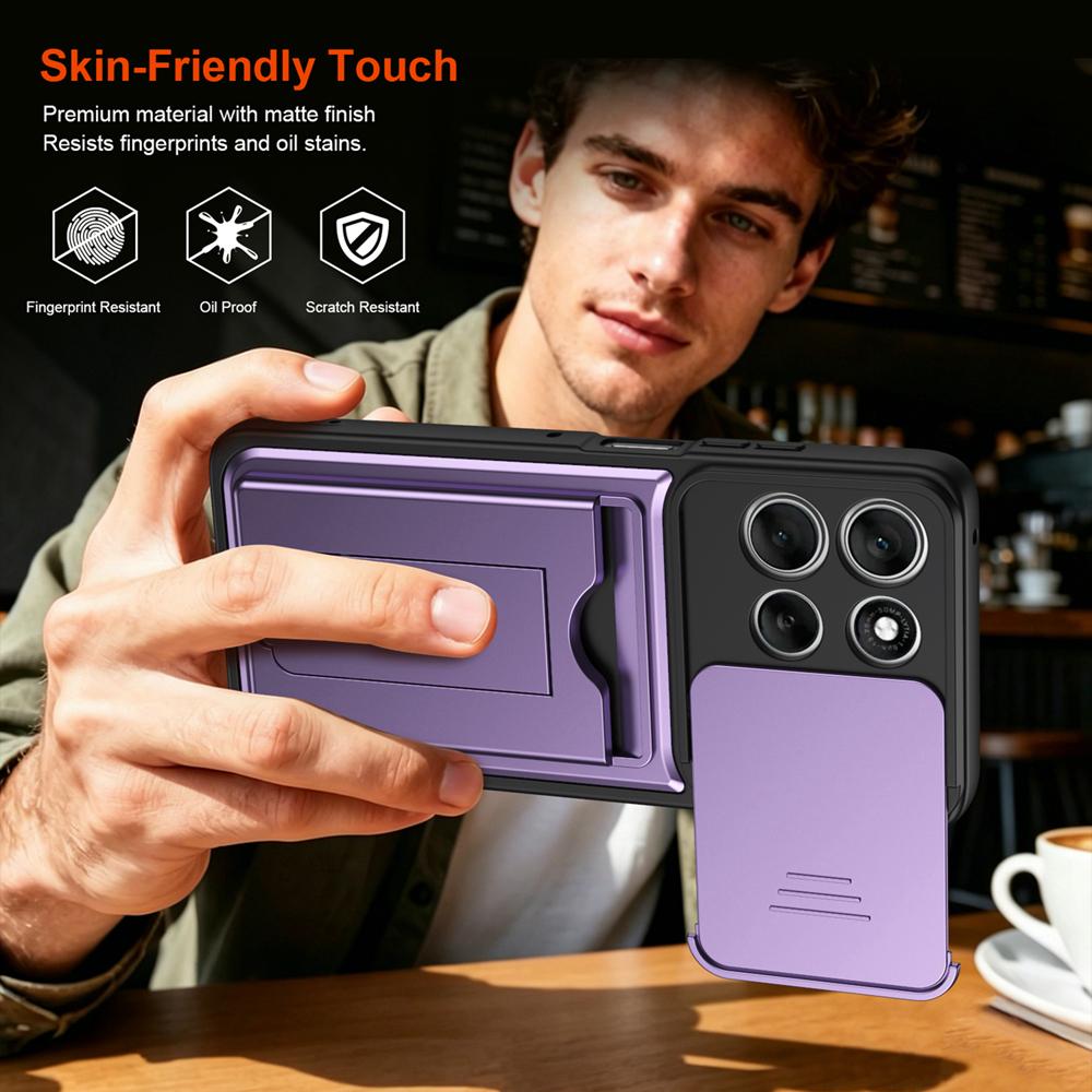 KEYSION Card Holder Bag Phone Case for Motorola MOTO Edge 60 Pro 60 Fusion 5G Slide Camera Protection Kickstand Shockproof Cover