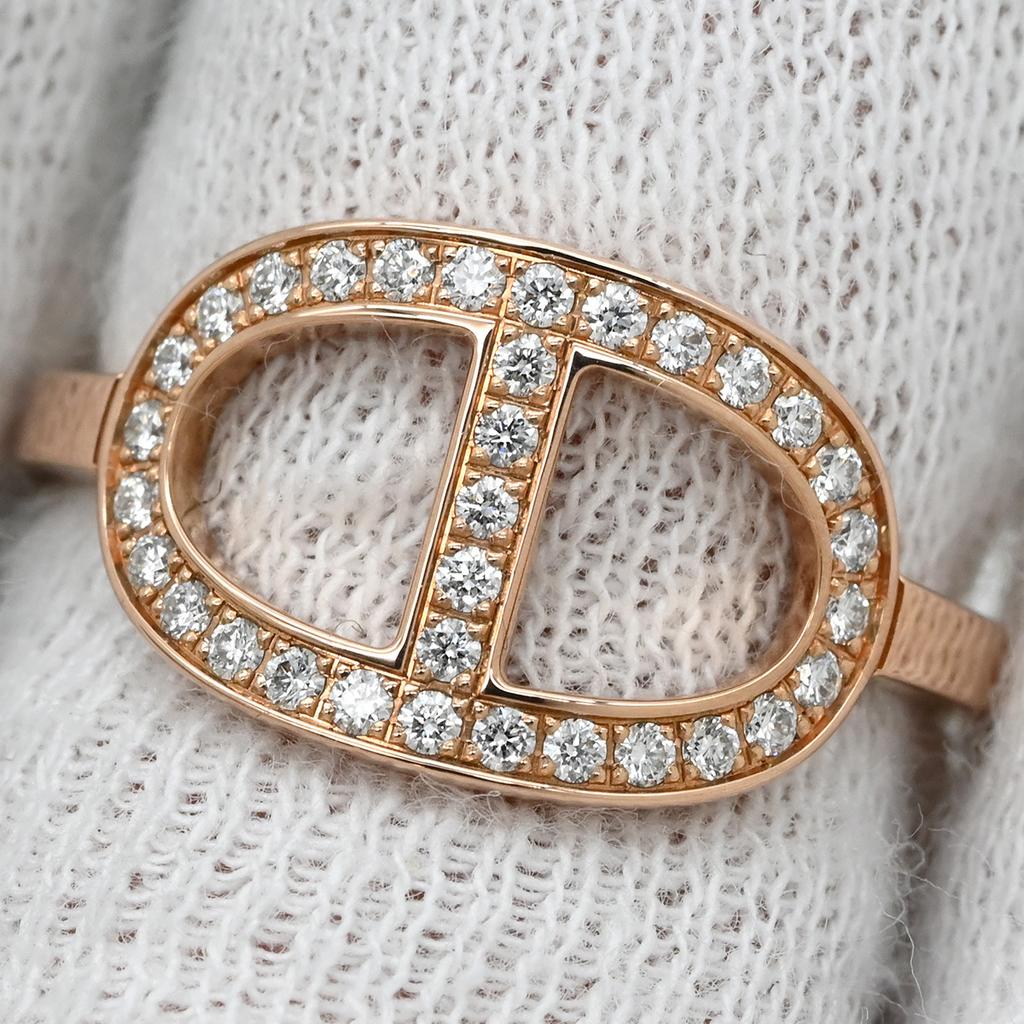 HERMES H122605B 0052 Chaine d'Ancre Contour MMRing ring 18K Pink Gold/diamond #11.5(JP Size) Array