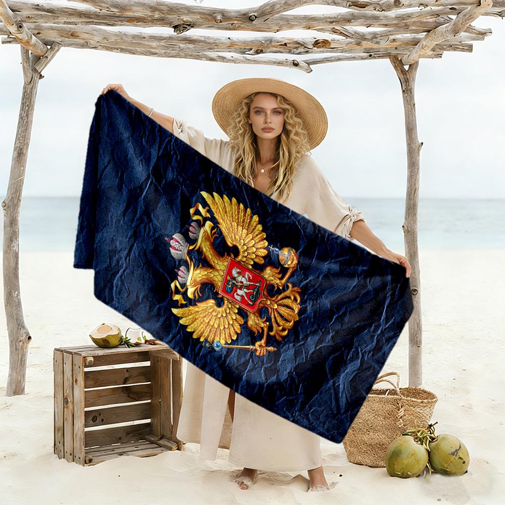 Russian Coat Of Arms Beach Towel Quick-Dry Soft Microfiber Comfortable Lightweight