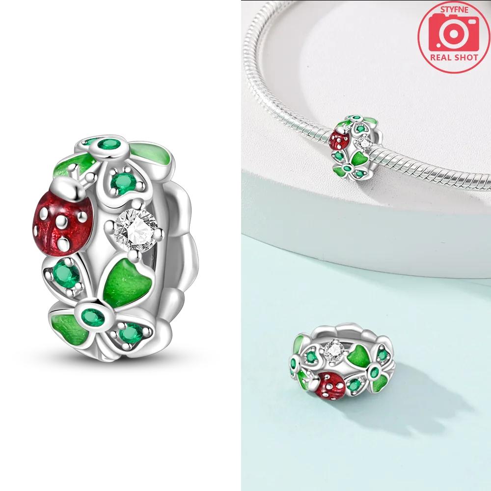 Green Color Four-Leaf Clover Avocado Copper Cactus Green Series Charms Beads Fit 3Mm Original Bracelet Diy Jewelry Gift