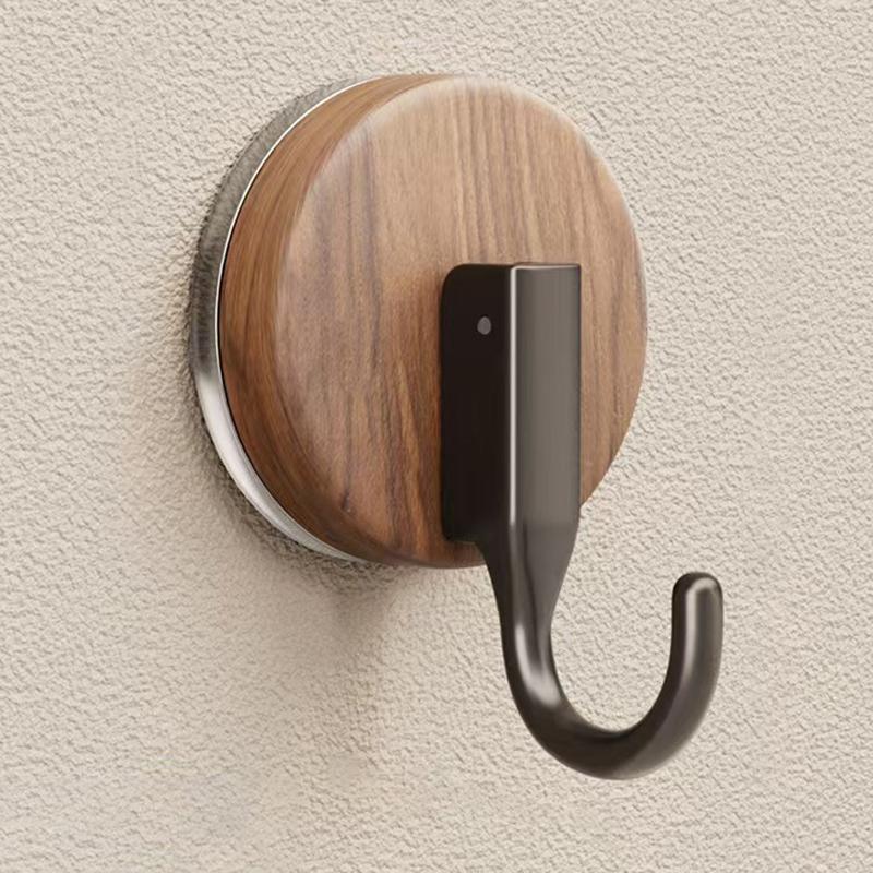Walnut Wood Door Hook Strong Wall Mounted Single Hook No Drilling Clothes Adhesive Hook