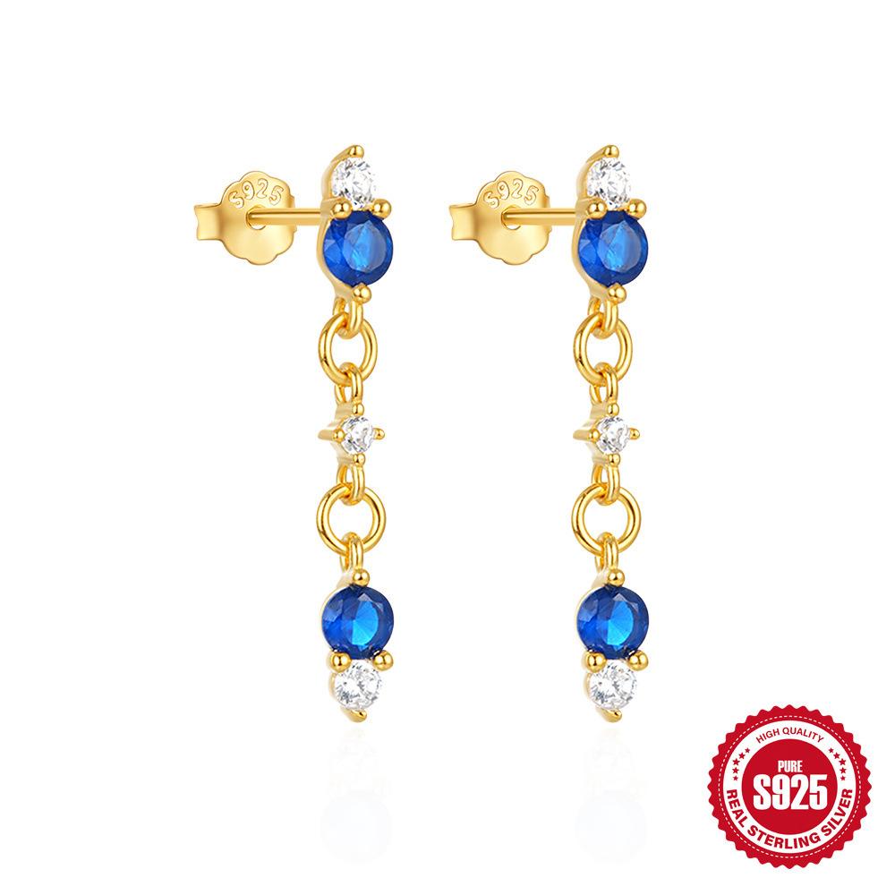 High-End Square Double-Ring Four-Leaf Clover S925 Sterling Silver Earrings, Earrings, Niche Fashion Temperament, Personalized Versatile Earrings.