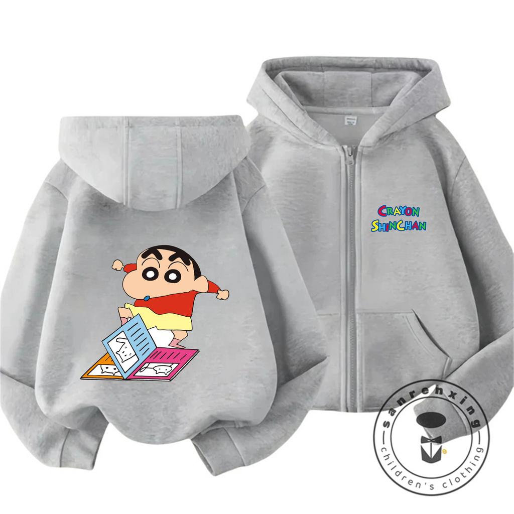 New Casual Zipper Hooded Sweatshirt Kawaii Cartoon Winter Trendy Hoodie Crayon Shin Chan 3 14