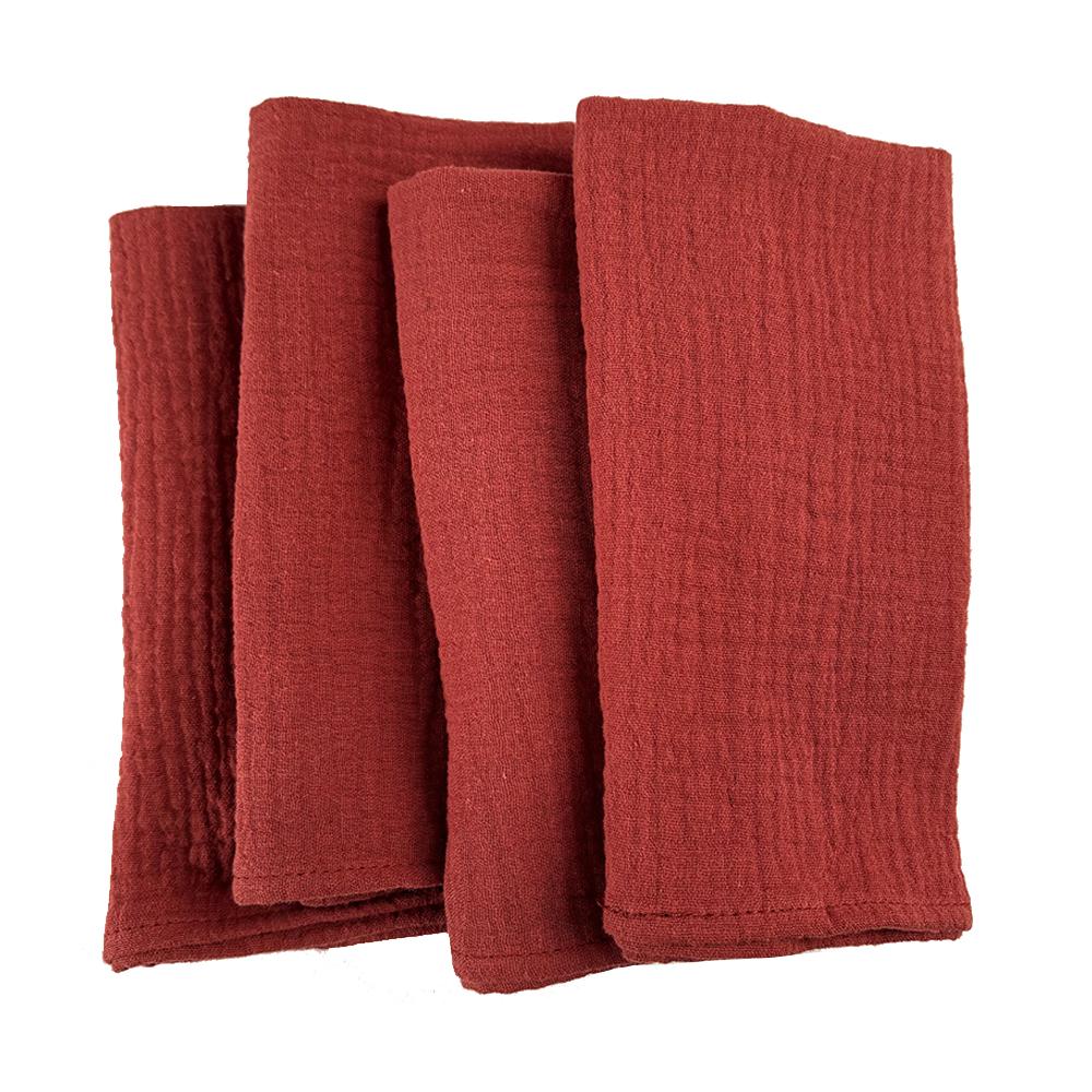 40x40cm Cotton Gauze Cloth Napkins Set of 4 Soft Handmade Double Layer Reusable Dinner Napkin Square for Wedding Party Dinners