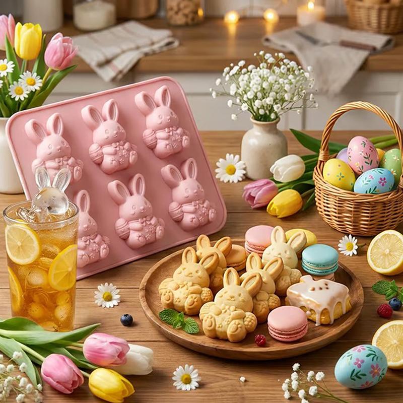 Easter Bunny Silicone Molds, 3D Bunny Chocolate Mold Easter Rabbit Mould For Baking Cake Pop Jel Ice Cube Trays Candles Soap