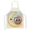 Cute Cartoon Animal Print Apron, Kawaii Cat & Owl Design, Kitchen Cooking Bib Multiple Sizes Available, Perfect for Baking Home