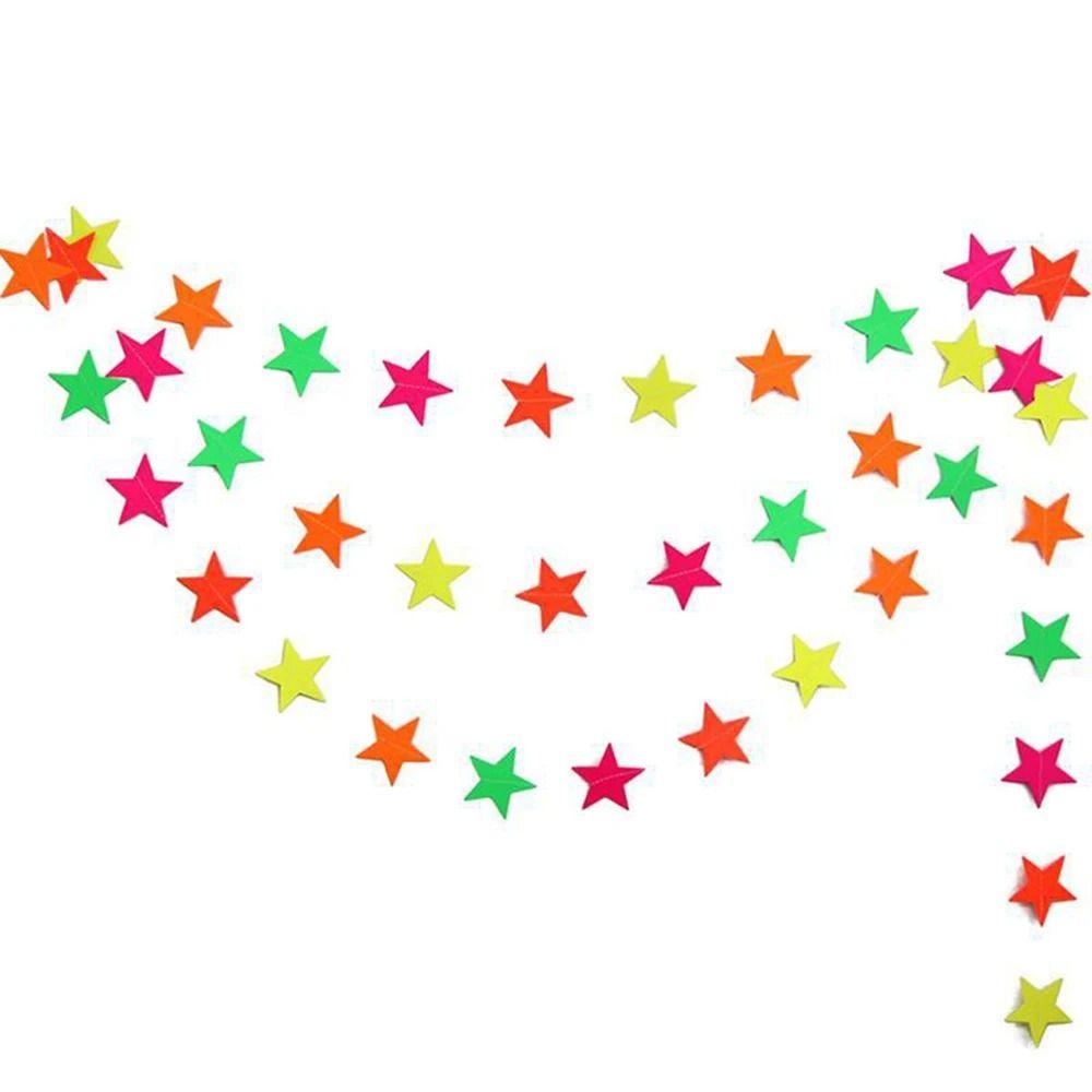 2m Neon Fluorescent Garland Colorful Glow Pennant  Wedding Celebrations