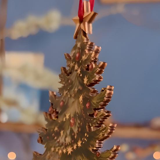 Wooden Christmas Tree Ornament 2D Flat Tree Shaped Hanging Decoration with Gift Boxes for Holiday Xmas Tree Home Party Decor