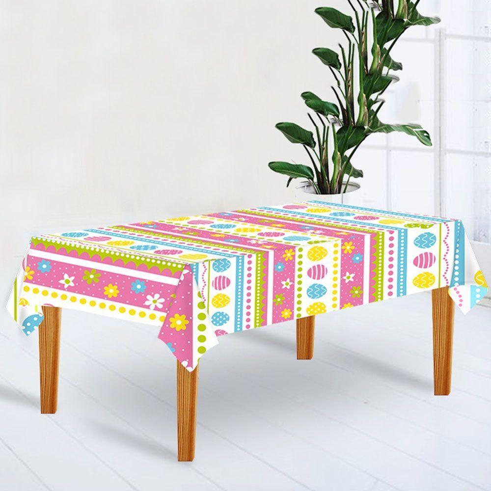 New Plastic Easter Tablecloth Rabbit 137*274cm Disposable Tablecloths Bronzing Table Cover Party Supplies