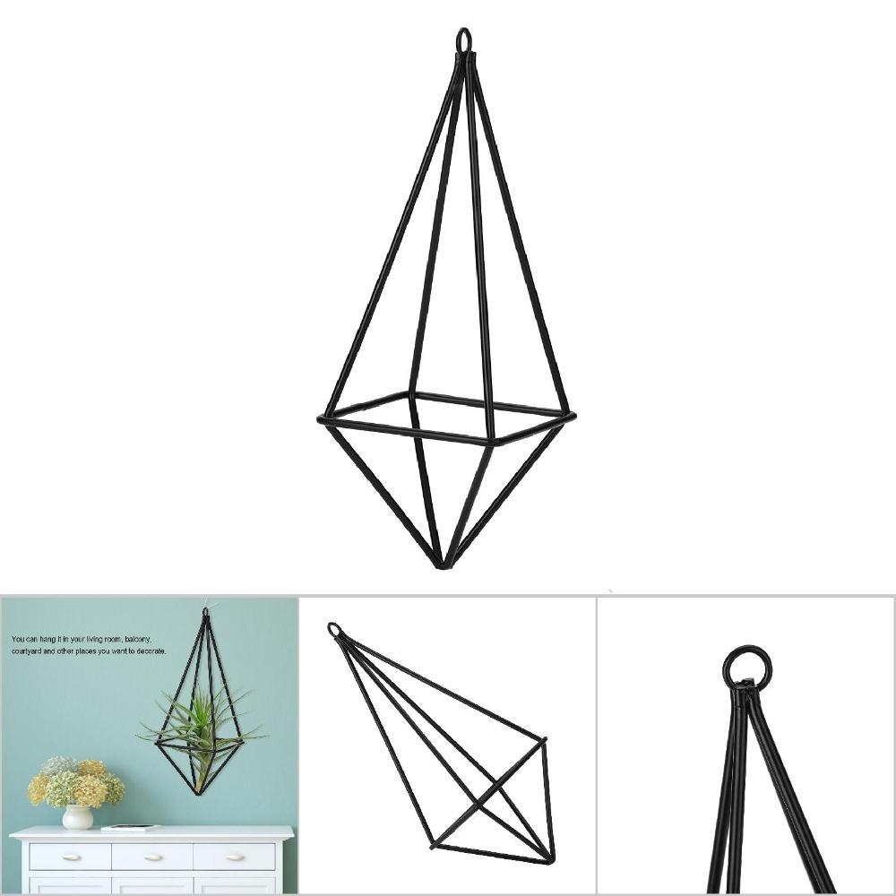 4 Stück Schwarze Metall-Tillandsia-Pflanzgefäße Eisen Geometrischer Pflanzenaufhänger Langlebiger Boho-Pflanzenhalter