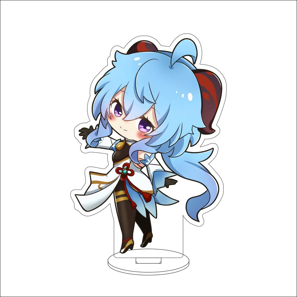 10CM Anime Genshin Impact Figure Stand Model Amamiya Ganyu Cute Desk Decor Standing Sign Gifts
