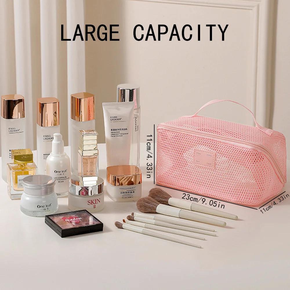 Portable Travel Toiletry Storage Women Organizer Bag Mesh Makeup Bags Large Capacity Tote Skincare Makeup Case