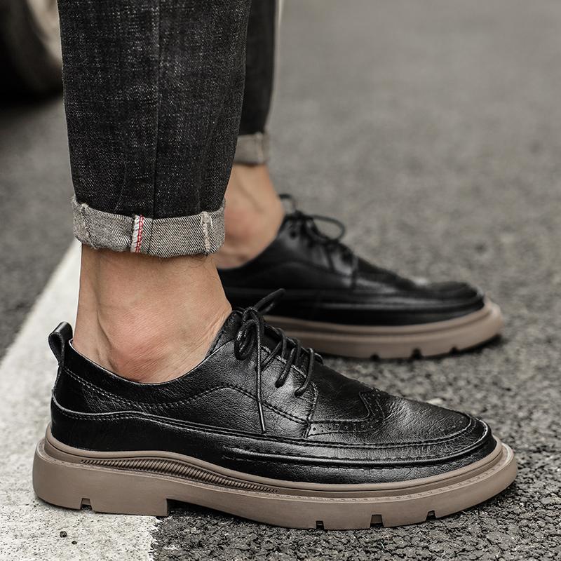 Spring Brand Men's Leather Oxford Shoes Men's Business Thick Sole Genuine Leather Shoes Office Dress Leather Shoes Casual Shoes