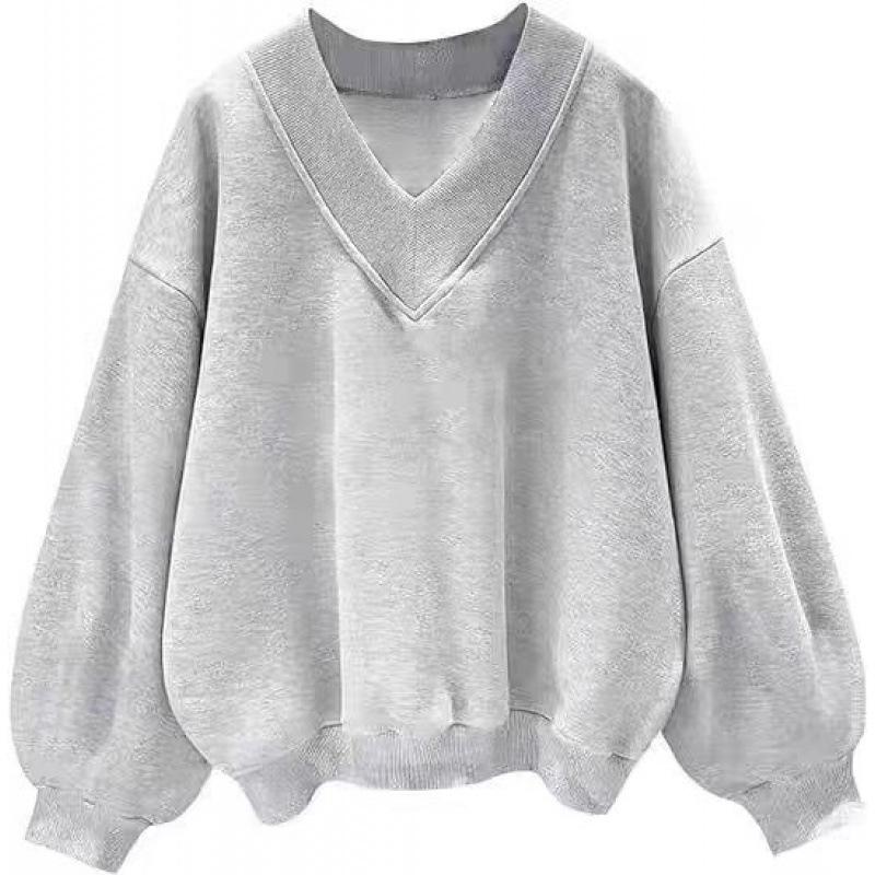

V-Neck Sweater Small серый/белый