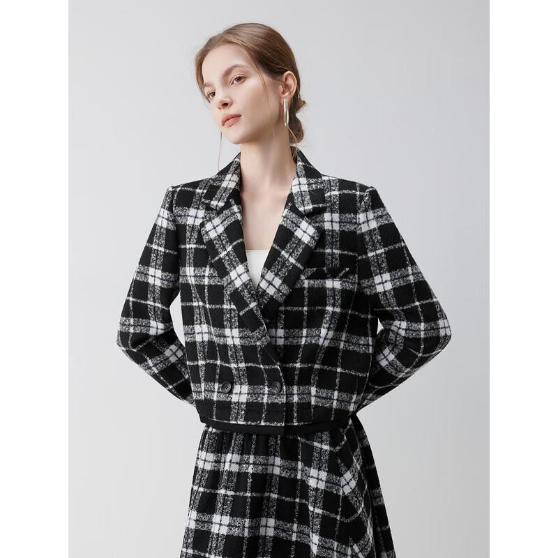 ELLE Damen karierter kurzer Blazer