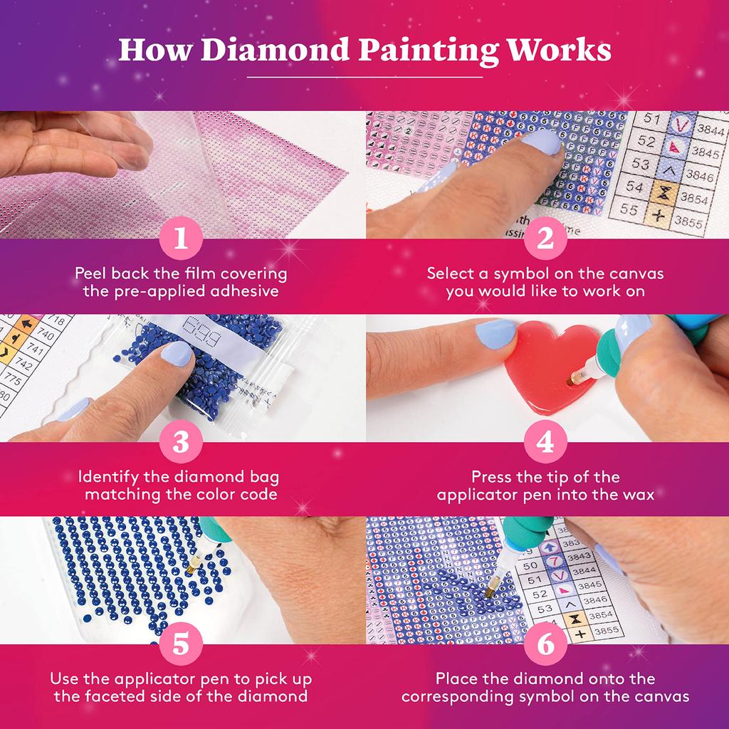 DIAMOND ART CLUB Aurora Unicorn Diamond Painting Kit, Fantasy Diamond Canvas, Round 5D Diamond Art Kit for Adults and All Ages, 13" X 13" (33 X 33cm)