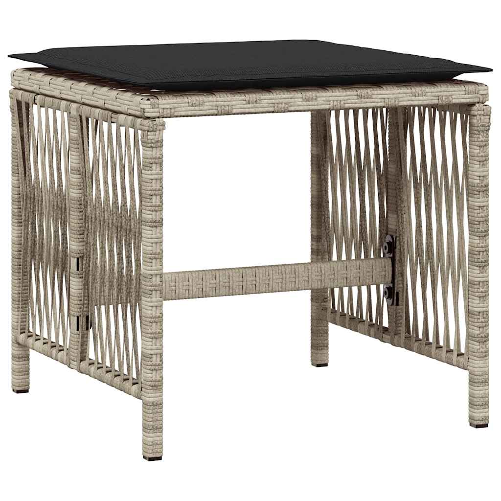 9 Piece Outdoor Dining Set with Cushions Light Grey Poly Rattan