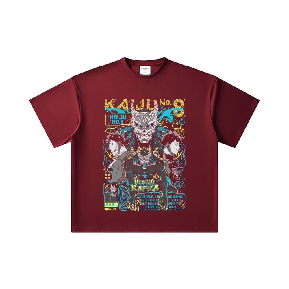 

260 GSM Double Yarn 32 Count 100% Cotton Kaiju No 8 V20 Kafka Print Unisex Heavy Cotton T Shirt 2XL вина червоного кольору