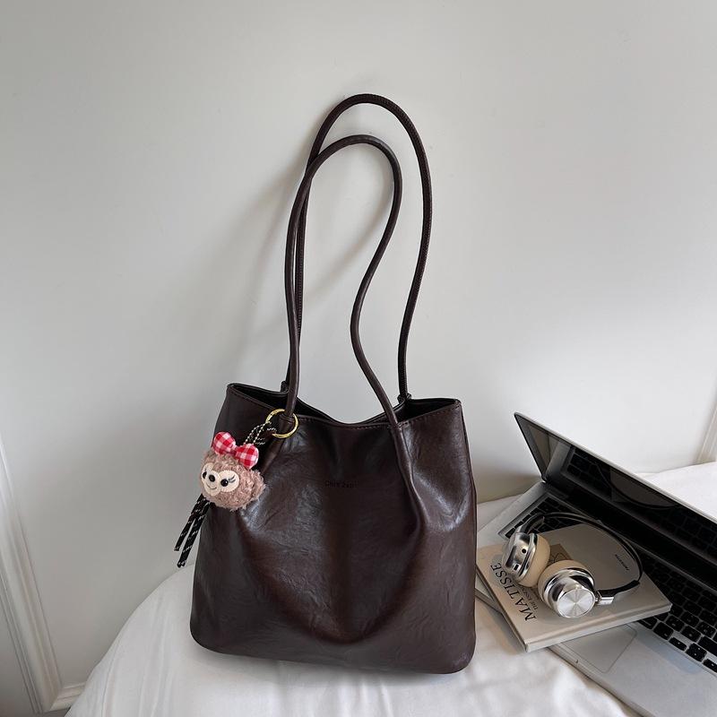 Borsa retrò sotto il braccio da donna autunno nuova semplice borsa shopper studente grande capacità borsa a secchiello a tracolla