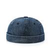 Hip Hop Blue Denim Washed Cotton Landlord Hat Docker Cap Rolled Edge Brimless Hat Solid Adjustable Beanie Hats Streetwear