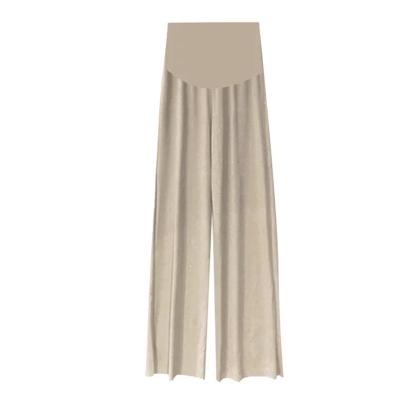 Cool Ice Silk Wide-Leg Pleated Maternity Crop Pants