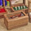 Magnetic Cover Square Rings Holder 4 Slots Jewelry Ring Holder Black Walnut Cufflinks Box  Wedding