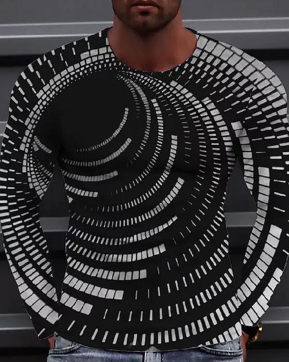 

Мужская футболка с цифровой печатью, модный топ с длинным рукавом и круглым вырезом 5XL