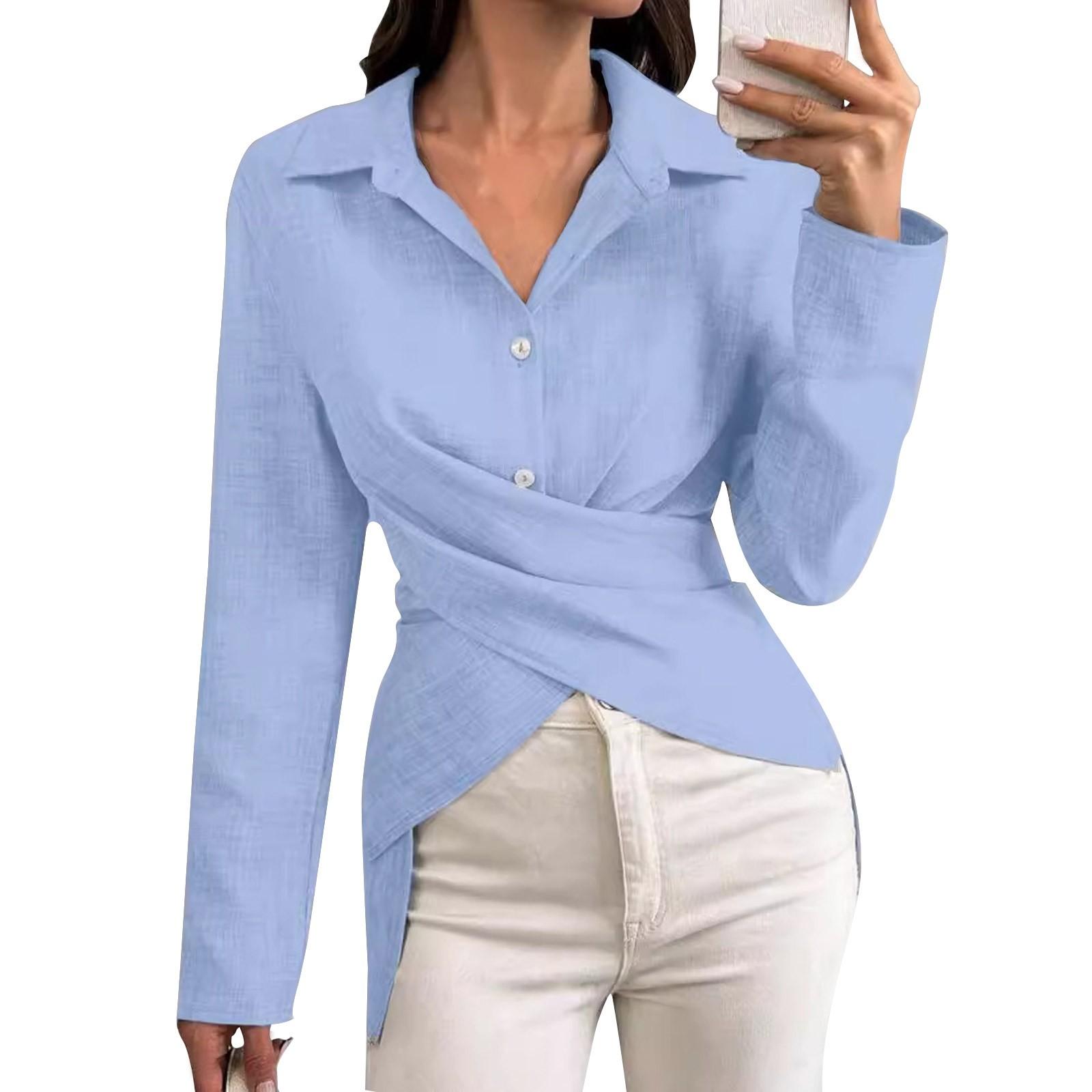 

Женские базовые футболки с длинными рукавами и изогнутым подолом, летние топы, облегающие футболки, одежда XS небесно-голубой