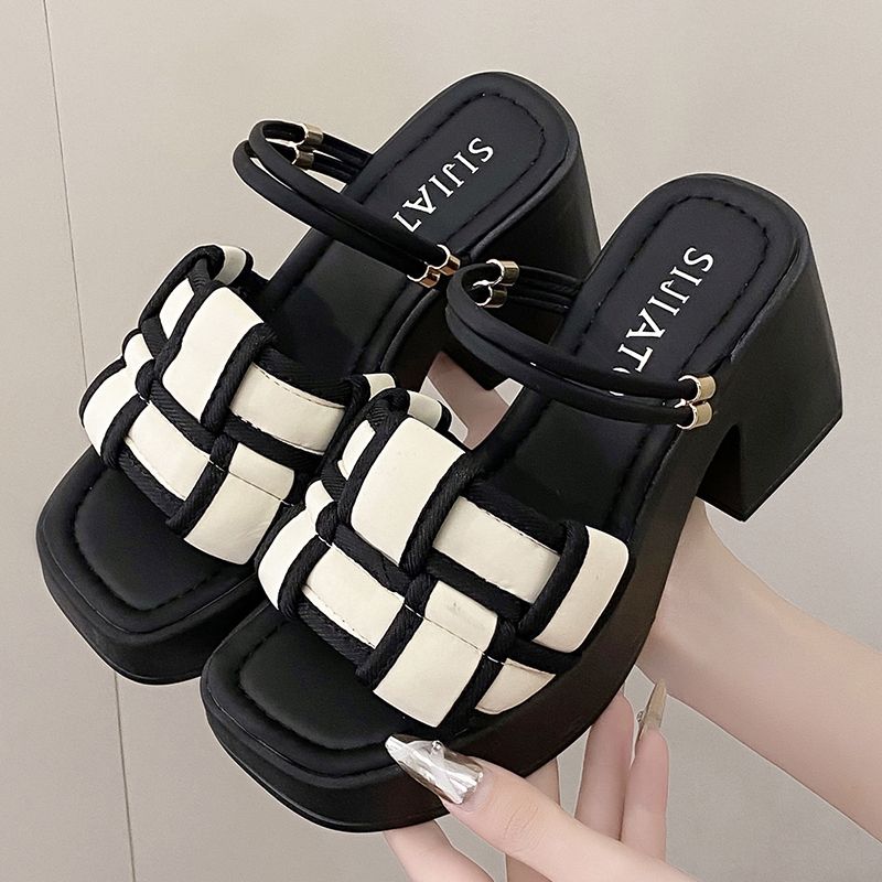 

Женские сандалии Черный цвет Надпись Женская обувь Супервысокий каблук Платформа 2025 Роскошная Летняя Распродажа по Дешевой Ликвидационной Цене Тренд 40