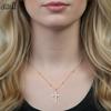 EFFIE QUEEN Stainless Steel 18k Gold Cross Zirconia Pendant Necklace Religious Jewelry for Women, Men Anniversary Gift STKN04