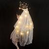Bridal Pearl White Veil Wedding Veil LED Light Bride Veil Korean Bride Headwear Bride Crown