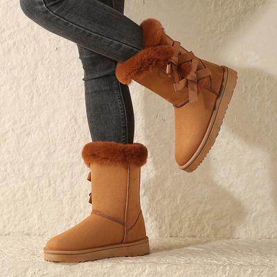 Mode Neue Runde Zehen Schleife Sexy Warme Lässige Wanderstiefel Winter Große Größe Plus Samt Bequeme Schneestiefel für Damen