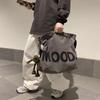 Solid Color Printed Canvas Large Bag, Canvas Shoulder Crossbody Bag, Large Capacity Tote Bag, Travel and Commuting Storage Bag