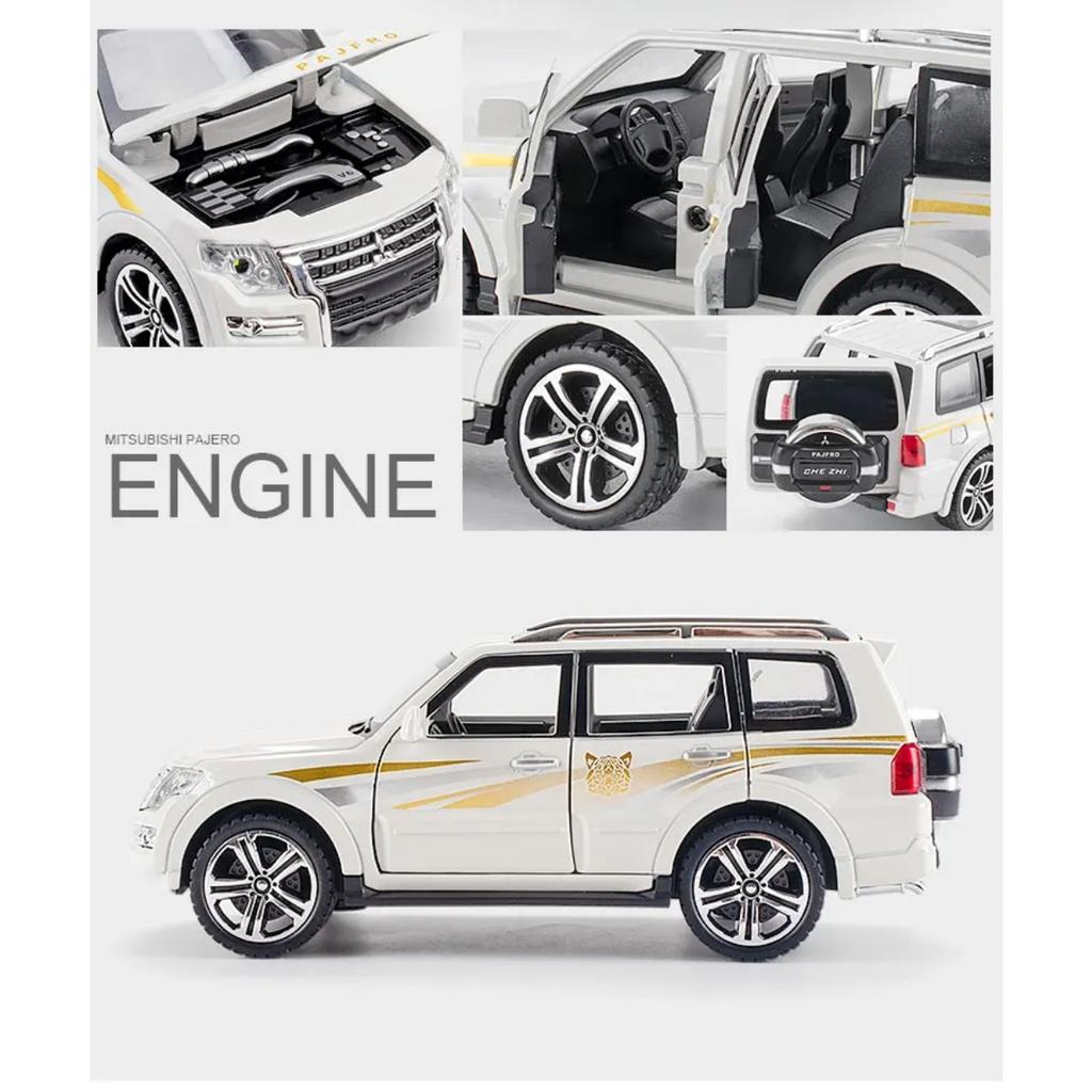 Simulation 1/32 Mitsubishi Pajero Automobile Model Alloy Die Cast Body Strong and Durable Children's Toy Car Model with Sound and Light