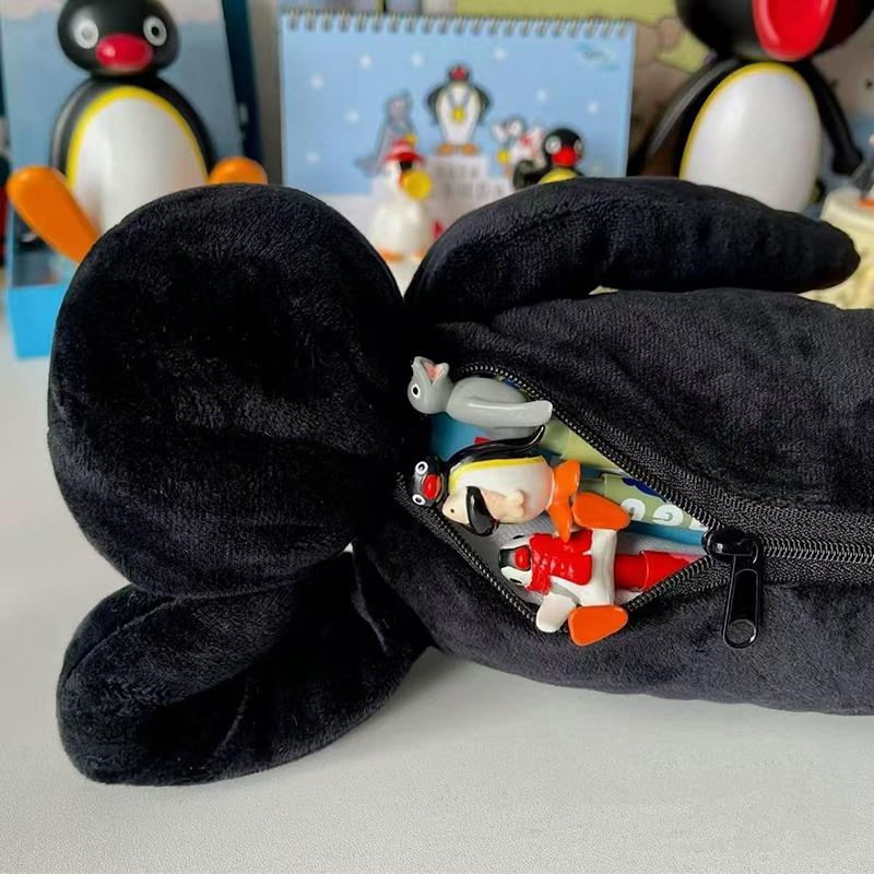 Cartoon Cute Penguin Plush Pencil Case Large Capacity Students Stationery Supplies Storage Bag Gifts