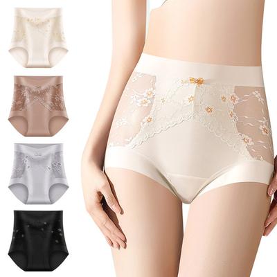 Damen Unterwäsche mit hohem Bund Damen Sexy Spitze Eis Seide Slips Vollabdeckung Atmungsaktiv Weich Stretch Slips