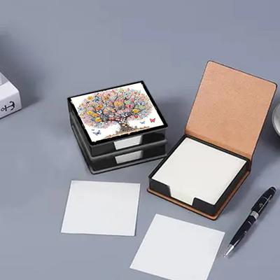 Girl Leather Gem Art Sticky Note Holder Gem Painting Memo Pad Holder Mosaic Kit Rhinestones Post It Dispenser for DIY Art Craft