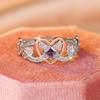 Jewelry Rose Princess diamond ring, European and American simple love-shaped zircon ring